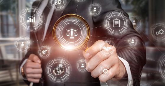 digital scales of justice image and business-related icon images | potential tax issues of owning a business during a divorce | Dalby Wendland & Co. | CPAs and Business Advisors | Grand Junction CO | Glenwood Springs CO | Montrose CO 